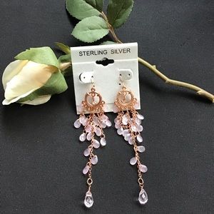 3/$15 SALE- Pink Gold Chandelier Earrings